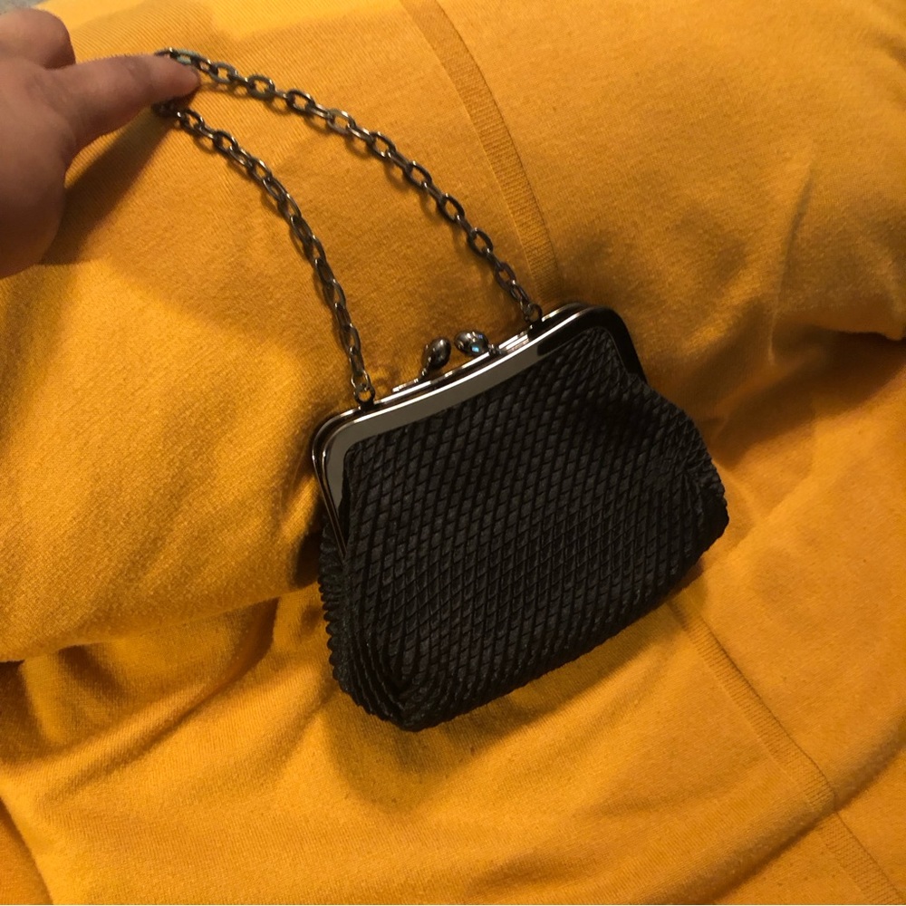 black evening clutch with chain strap